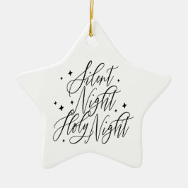 Tyst natt helig natt julstjärna julgransprydnad keramik