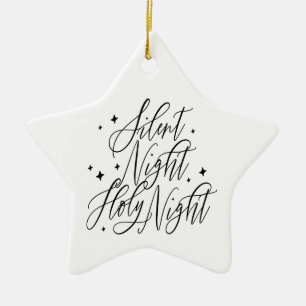 Tyst natt helig natt julstjärna julgransprydnad keramik