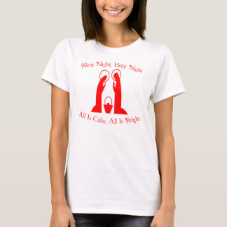 Tyst natt helig T-tröja för nattdamNativity Tee Shirt