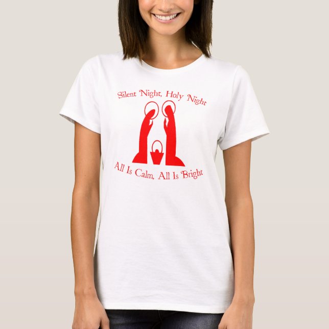 Tyst natt helig T-tröja för nattdamNativity Tee Shirt (Framsida)
