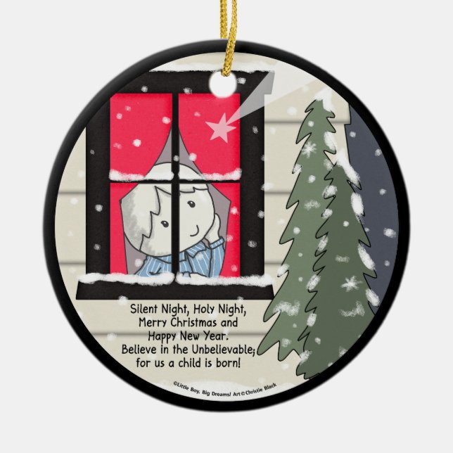 Tyst natt, Heliga Natt Julgransprydnad Keramik (Framsidan)
