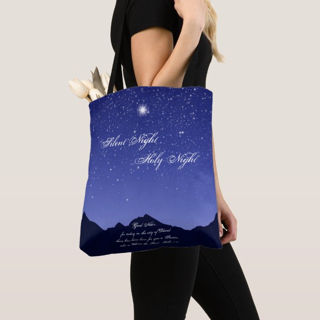 Tyst natt, Heliga Night Tote Bag Tygkasse (Närbild)