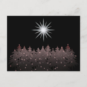 Tyst Natt Himmel White Star Träd Modern jul Helg Vykort