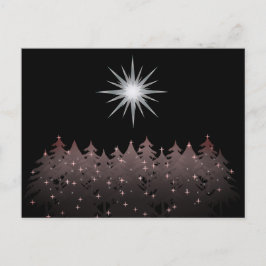 Tyst Natt Himmel White Star Träd Modern jul Helg Vykort