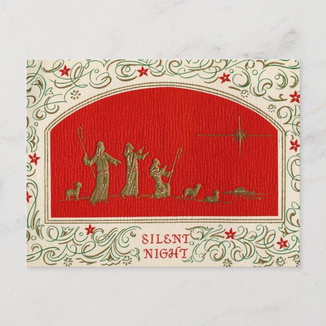 Tyst natt jul vintage vykort (Framsida)