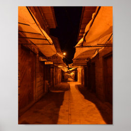 Tyst natt - Pisac Streetlight Photography Poster