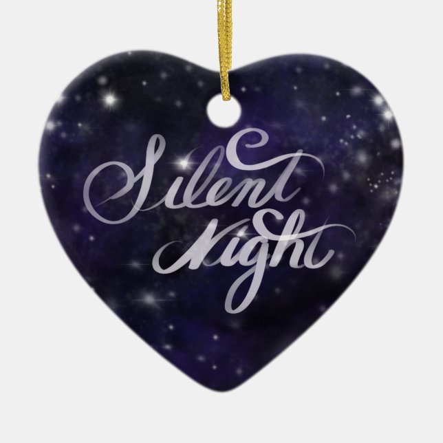 Tyst natt - romantiskt Helgdag-scen Julgransprydnad Keramik (Framsidan)