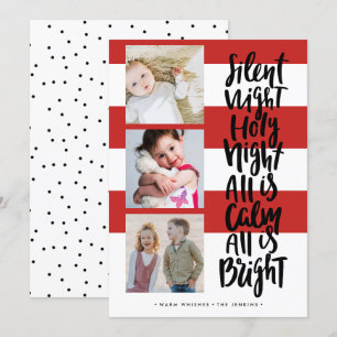 Tyst natt tre fotobilder helgdagar jul   Röd Inbjudningar