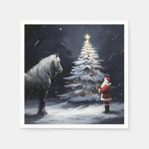 Tyst natt - Vackra hästar och jultomten Pappersservett