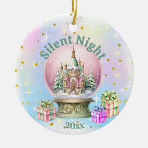 Tyst natt - Vintage Snö Globe Sleigh & Snögubbe Julgransprydnad Keramik