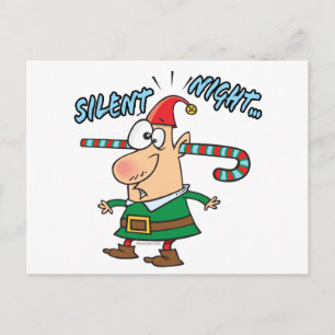 tyst nattelf öra candy cane stoppad humor vykort