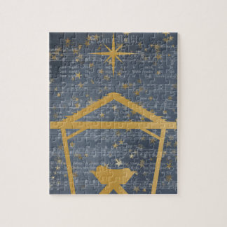 Tyst Nattens Baby Jesus i Manger Nativitet Pussel