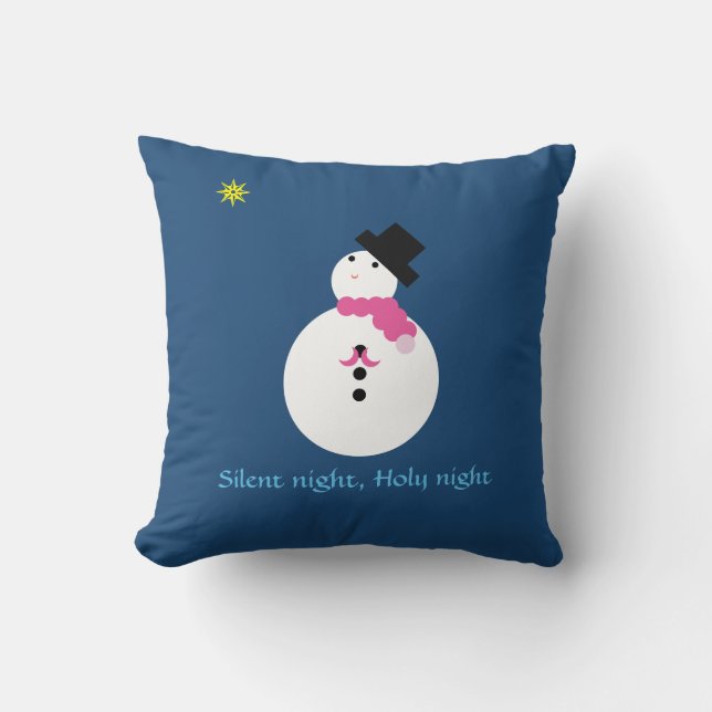 Tyst nattetid Heliga Natten Snögubbe Pillow Kudde (Framsida)