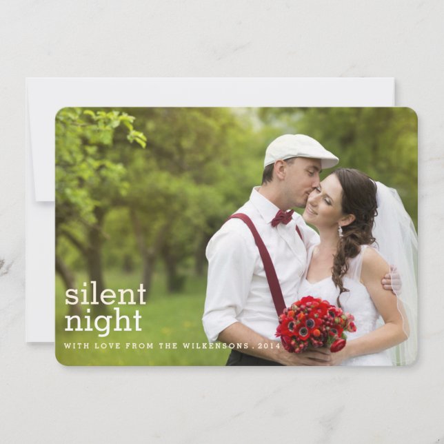 Tyst nattfoto med God jul 2-foto Julkort (Framsida)