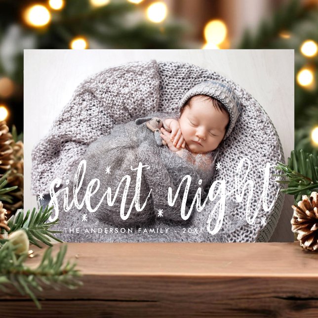 Tyst nattfoto, modern julfoto i Baby Julkort (Skapare uppladdad)
