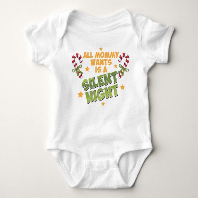 Tyst nattlig juldräkt baby t shirt (Framsida)