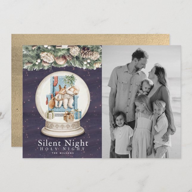 Tyst nattligt sparande djur Snö Grobe Foto Julkort (Fram/baksida)