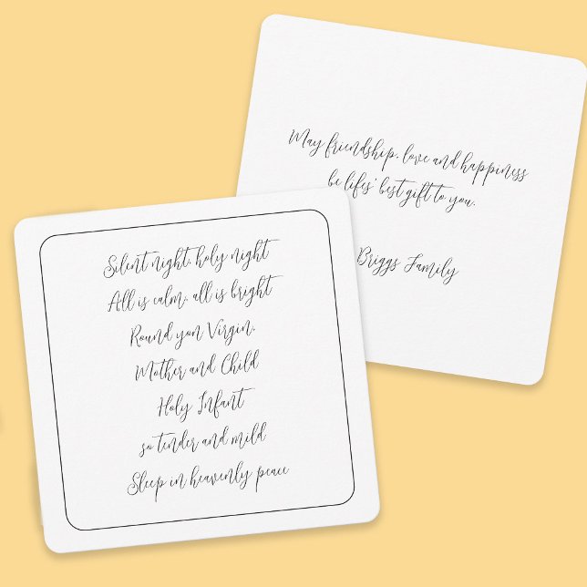 Tyst nattskript i Sång, skript jul Julkort (Front and back view)