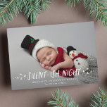 Tyst nattstjärnor Fullt Photo Baby jul Julkort<br><div class="desc">Med vismisk typografi och handdragna stjärnor. Det finns en toning för att markera texten.</div>