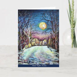Tyst nattvinter Full Moon Moonlit Snowy Forest Helgkort