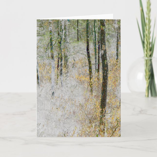 "Tyst" - Omformat foto av träd i en skog Kort (Framsida)