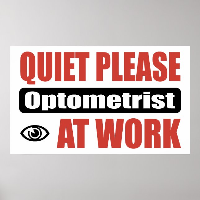 Tyst, optometrist på arbetet poster (Framsidan)