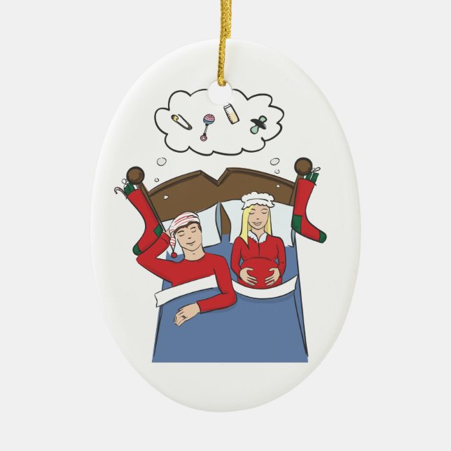 Tyst på nätterna blondin för gravidjulprydnad julgransprydnad keramik (Framsidan)