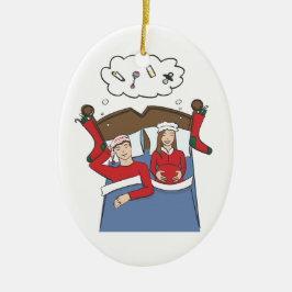 Tyst på nätterna brunt för gravidjulprydnad julgransprydnad keramik