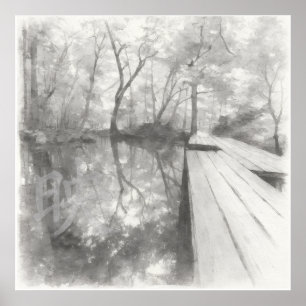 Tyst Passage — 映 (Reflexion)   Tuschteckning Konst Poster