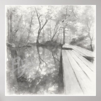 Tyst Passage — 映 (Reflexion) | Tuschteckning Konst Poster