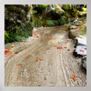 Tyst passage - 流 (Flöde) - Japansk Wabi-Sabi Pho Poster