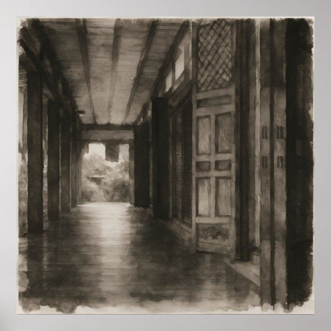 Tyst Passage – Tuschteckning Poster (Framsidan)