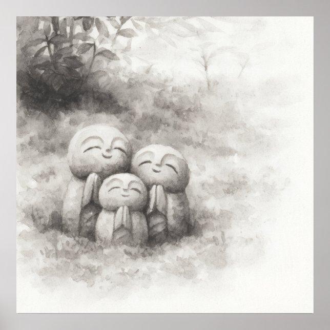Tyst Passage — Wabi-Sabi-Harmoni i Tuschteckning Poster (Framsidan)