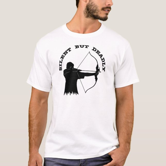 Tyst pilbågejaktbågskytte men dödligt t shirt (Framsida)