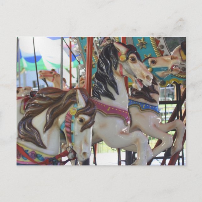 Tyst prancers Carousel Horse Photo Postcard Vykort (Framsida)