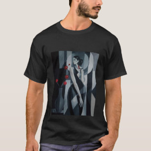 Tyst Pulse Art Deco Kvinna Basic Mörk T-Shirt