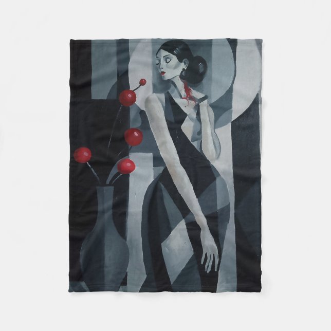 Tyst Pulse Art Deco Kvinna Fleecefilt (Framsidan)