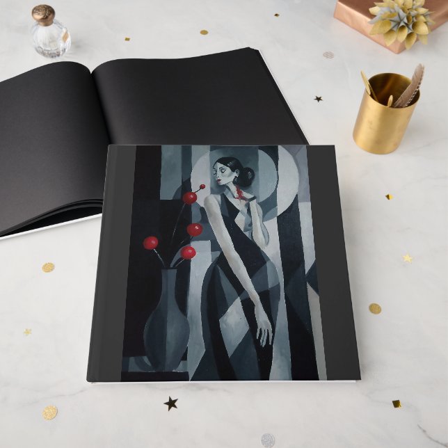 Tyst Pulse Art Deco Kvinna Gästbok (Framsidan öppen)