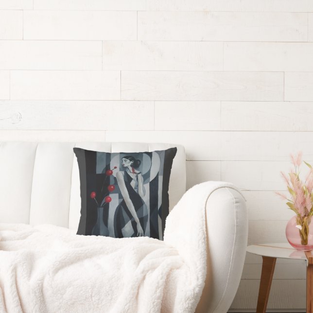 Tyst Pulse Art Deco Kvinna Kastkudde Kudde (Soffa)