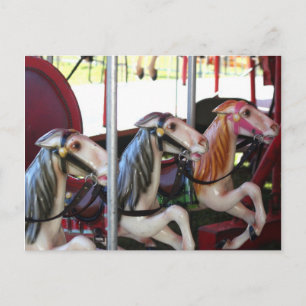 Tyst racers Carousel Horse Photo Postcard Vykort