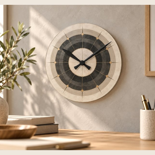 Tyst Radius Väggtimme Rund Klocka (8 inch acrylic clock, black hands. Metal effect is printed, not real metal. Scene props not included.)
