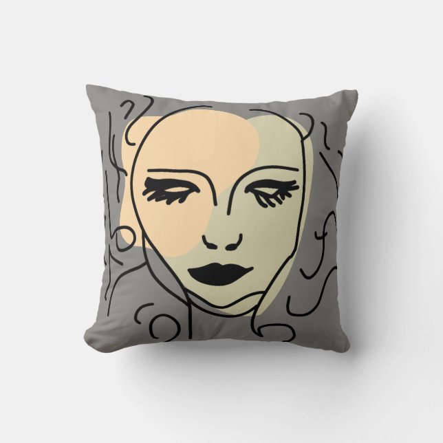 Tyst reflektion minimalistisk Ansikte Kudde (Framsida)