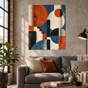Tyst Rostgeometri Konsttryck Poster