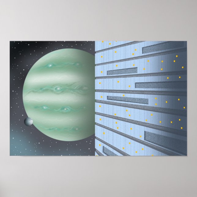 Tyst rymdhamn med utsikt över en okänd planet. poster (Framsidan)