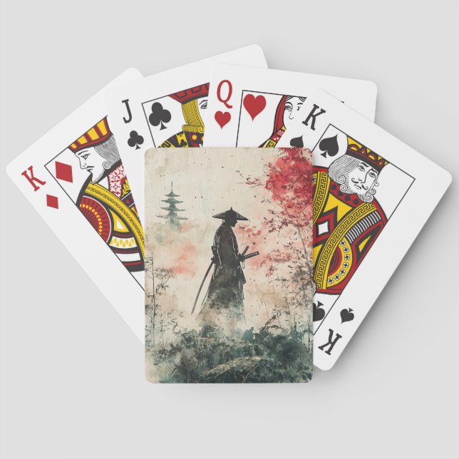 Tyst Samuraj Mörkröd Skog (1) Casinokort (Baksidan)