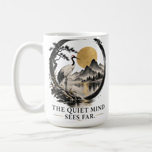 Tyst sinne ser långt Dhammapada kaffemugg (Vänster)