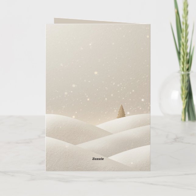 Tyst snö, mjuk glans;Minimalistisk elegantjul Helgkort (Baksida)