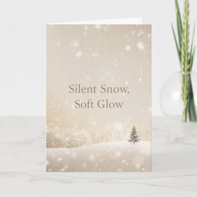 Tyst snö, mjuk glans;Minimalistisk elegantjul Helgkort (Framsida)