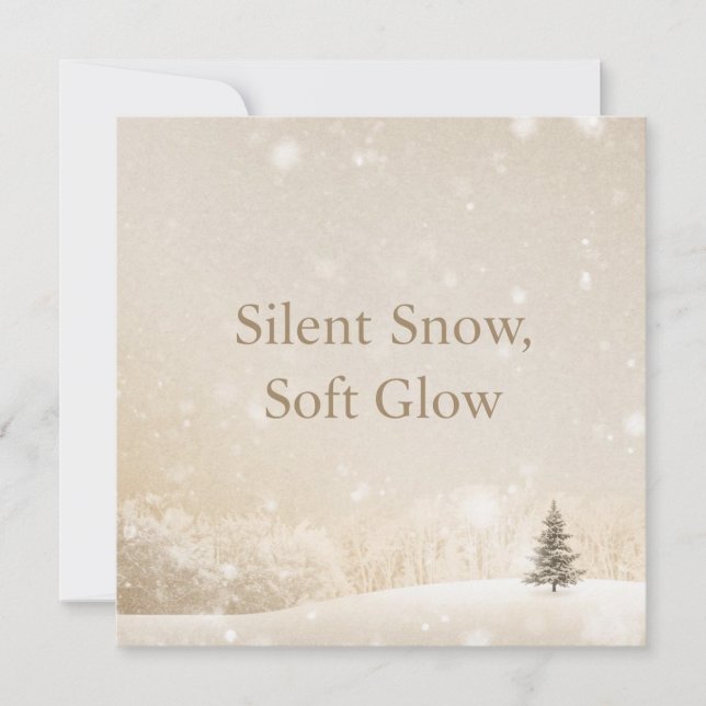 Tyst snö, mjuk glans;Minimalistisk elegantjul Julkort (Framsida)