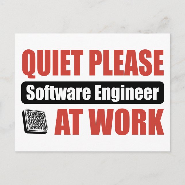Tyst, Software Ingenjör på jobbet Vykort (Framsida)